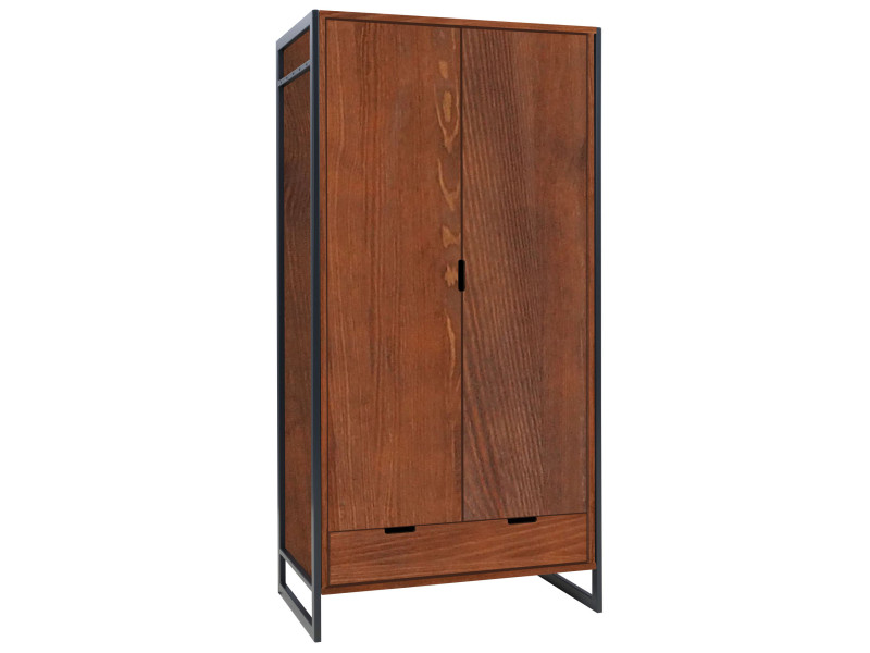 Szafa drewniana LOFT WOOD z drążkiem, kolor kasztan 568695