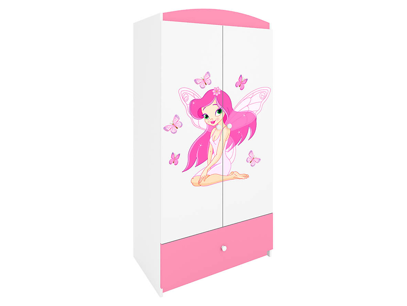 Szafa dwudrzwiowa Babydreams 90 cm z szufladą różowa wróżka 102299