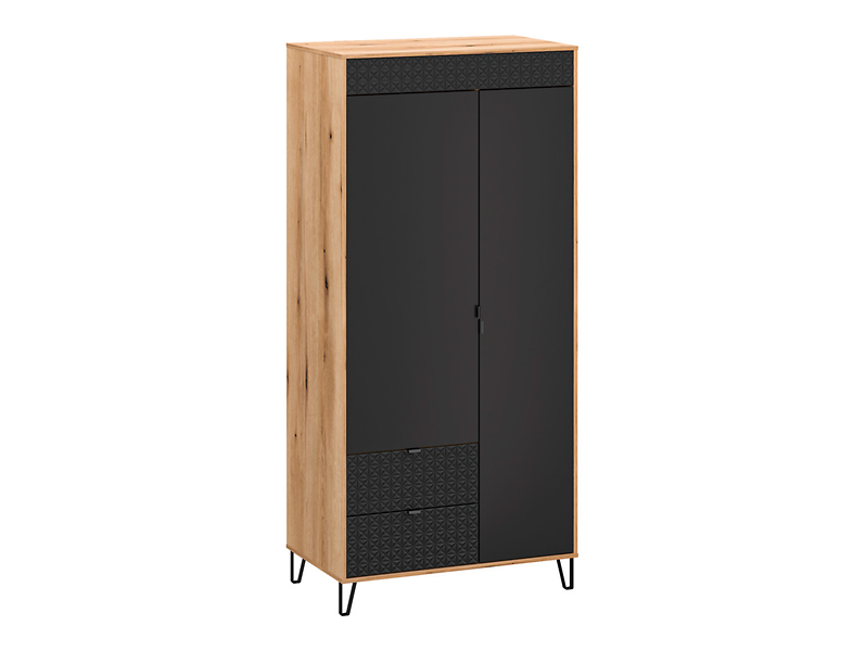 Szafa dwudrzwiowa Bellano 94 cm z 2 szufladami dąb evok/czarny 260523