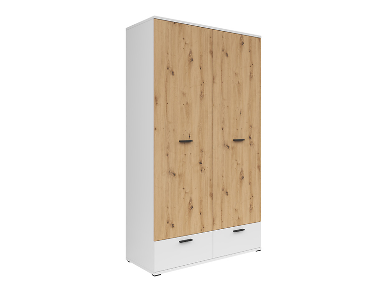 Szafa dwudrzwiowa Homeland 119cm z 2 szufladami biały/dąb artisan 268049