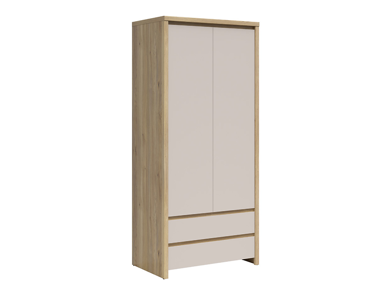 Szafa dwudrzwiowa Kaspian 90 cm z 2 szufladami dąb mauvella/kaszmir 1064885