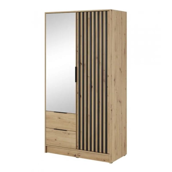 Szafa dwudrzwiowa Nelly 2D z lamelami i lustrem dąb artisan 318461