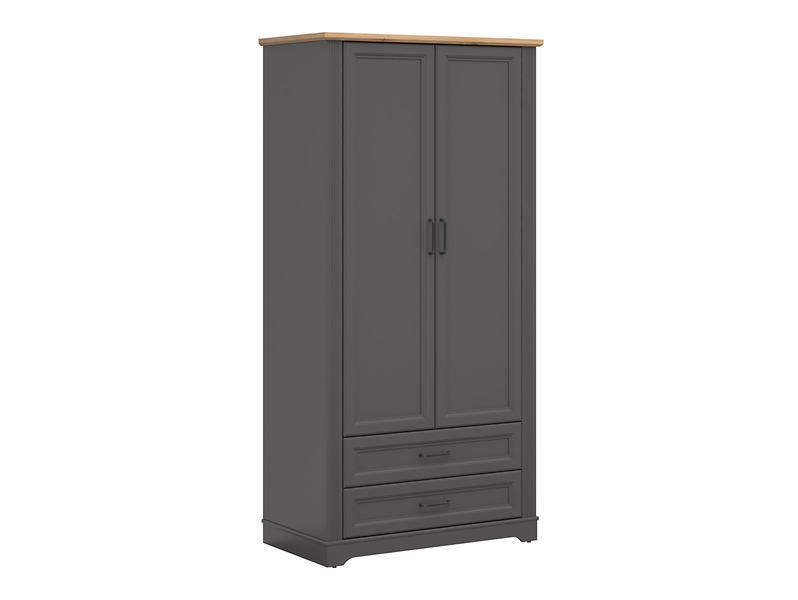 Szafa dwudrzwiowa Tolmin 100 cm z 2 szufladami grafit/dąb artisan 730130