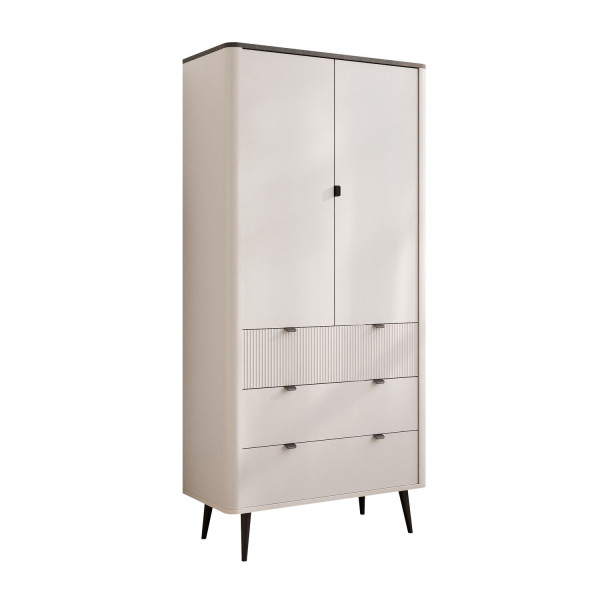 Szafa dwudrzwiowa z szufladami NAVANI 90 cm kaszmir/szary kamień 713018
