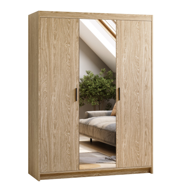 Szafa garderoba z lustrem 133 cm KUBA dąb olejowany 857901