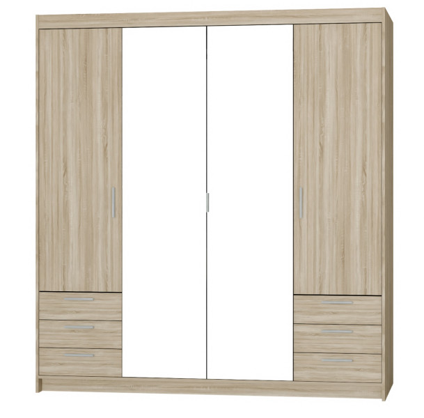 Szafa HELENA 4D 176 cm biały mat z lustrem i szufladami– elegancka,pojemna 775754