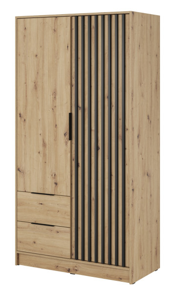 Szafa KELLY dwudrzwiowa z lamelami 105 cm - dąb artisan 325547