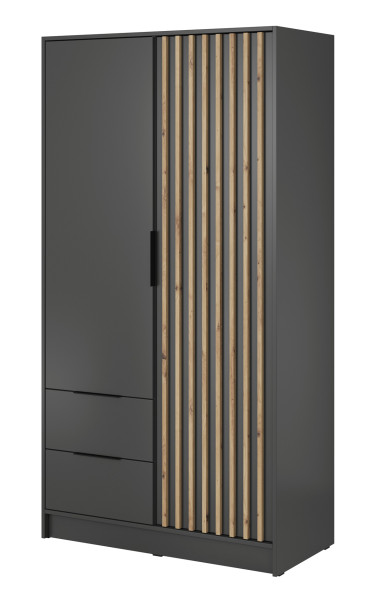 Szafa KELLY dwudrzwiowa z lamelami 105 cm - grafit 325552