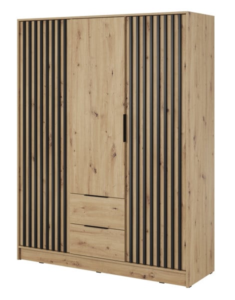 Szafa KELLY trzydrzwiowa z lamelami 155 cm - dąb artisan 325551