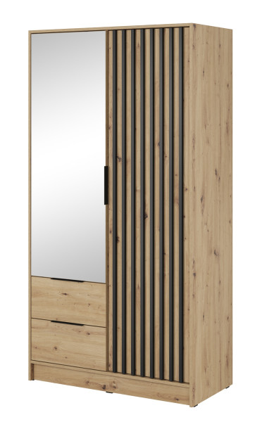 Szafa KELLY z lamelami i lustrem 105 cm - dąb artisan 325548