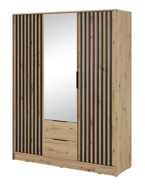 Szafa KELLY z lamelami i lustrem 155 cm - dąb artisan 329954