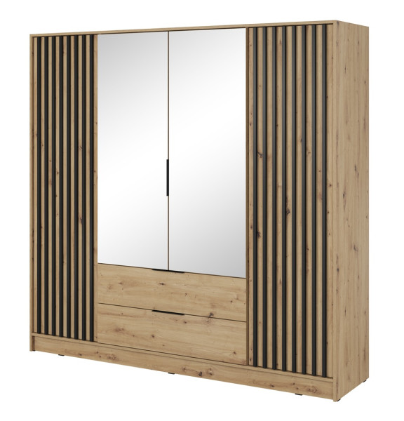 Szafa KELLY z lamelami i lustrem 206 cm - dąb artisan 329952