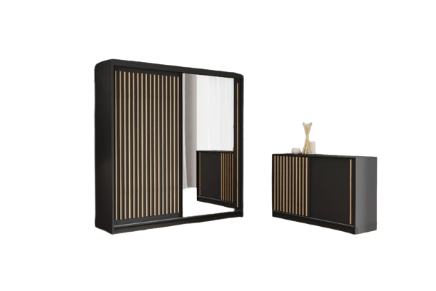 Szafa + komoda ROYAL 150 Czarny/Wotan 310083