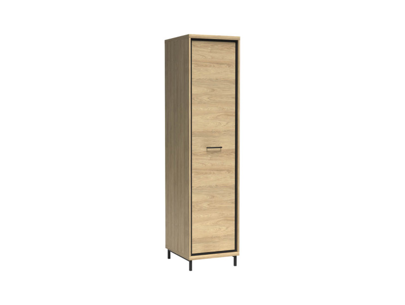 Szafa MILAN 1D 50 cm Natural Hikora / Czarny Metalowe Nogi Wąska Nowoczesna 136090
