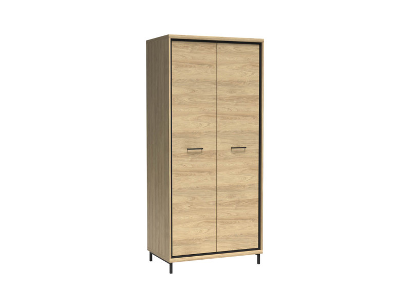 Szafa MILAN 2D 92 cm Natural Hikora / Czarny z Nóżkami 136088