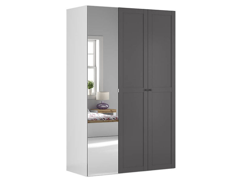 Szafa modułowa Flex 150 cm z drzwiami i lustrem biały/grafit 56337