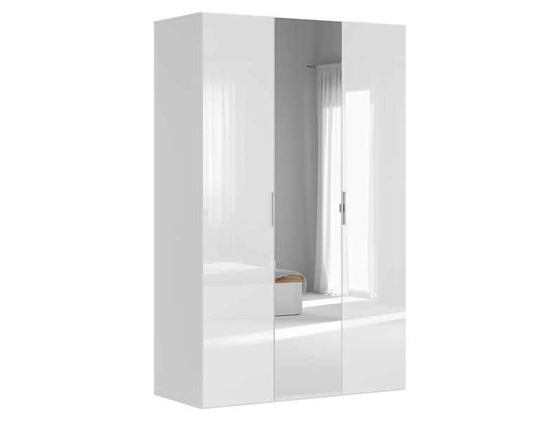 Szafa modułowa Flex 150 cm z drzwiami i lustrem biały połysk 38251