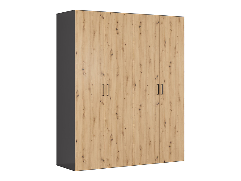 Szafa modułowa Flex 200 cm z 4 drzwiami grafit/dąb artisan 358660