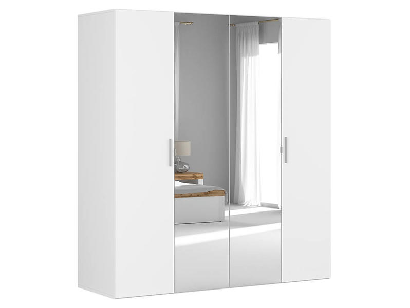 Szafa modułowa Flex 200 cm z drzwiami i lustrem biały połysk 34452
