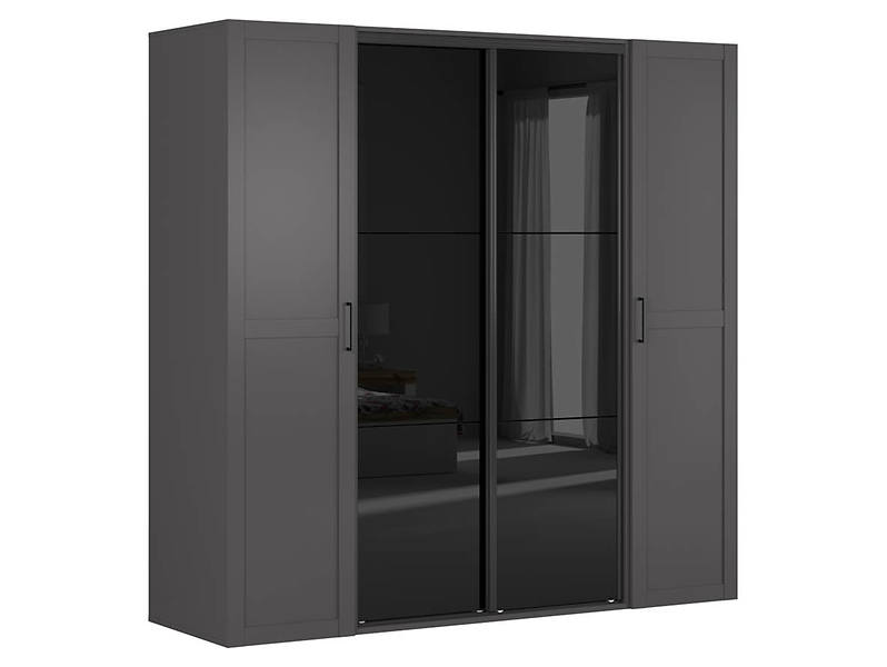 Szafa modułowa Flex 220 cm przesuwna grafit/czarny połysk 56347