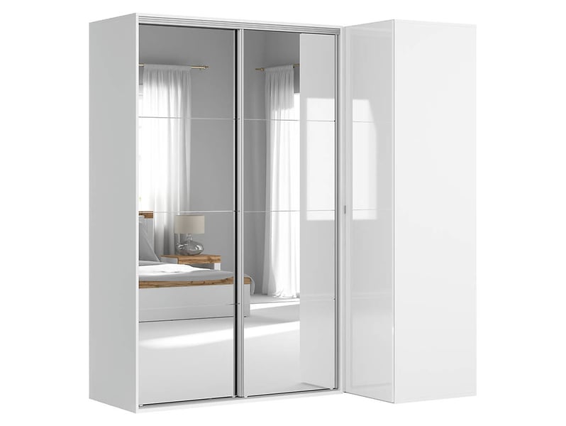 Szafa modułowa Flex 220x116 cm narożna z lustrem biały połysk 34456