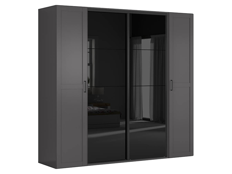 Szafa modułowa Flex 250 cm przesuwna grafit/czarny połysk 56346