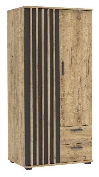 Szafa Montana 85 cm z lamelamI - dąb craft/czarny | nowoczesna 966818