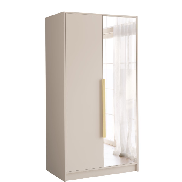 Szafa na ubrania z lustrem 100 cm LESTO kaszmir 813149