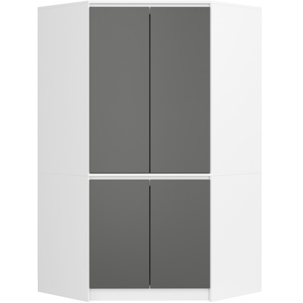 Szafa narożna S100 AKORD Biała, Szary 100x50x180 cm 303545