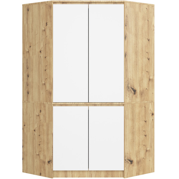 Szafa narożna S100 AKORD Dąb Artisan, Biała 100x50x180 cm 303552