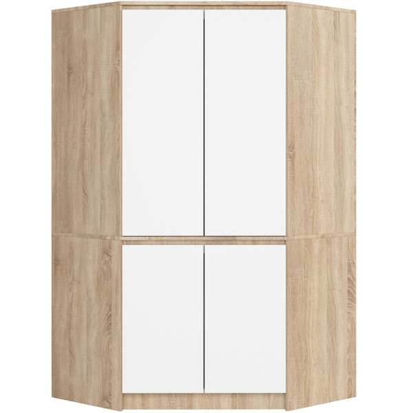 Szafa narożna S100 AKORD Dąb Sonoma, Biała 100x50x180 cm 303550