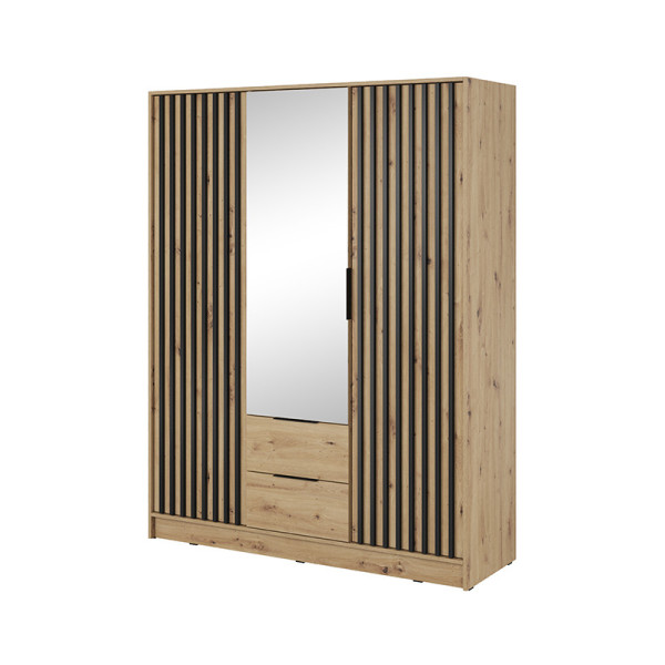 Szafa Nelly lamele 3D dąb artisan z lustrem i szufladami 355082