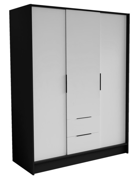 Szafa NIKOLA 150 z regulowanymi półkami do sypialni-czarny+biały front 770412