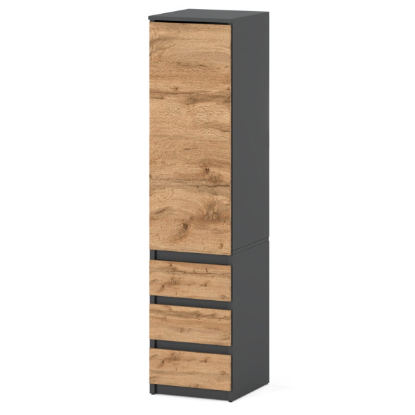 Szafa nowoczesna do salonu 40cm 3 szuflady szary dąb wotan 671527