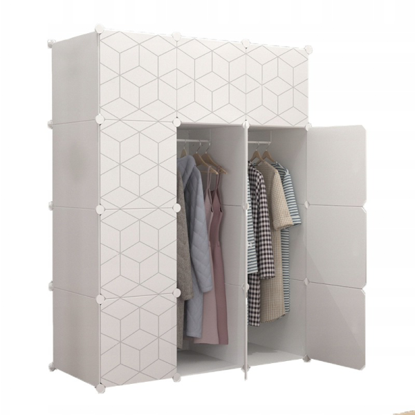Szafa nowoczesna modułowa geometric biała regał na ubrania praktyczna 662355