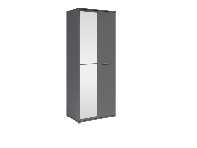 Szafa Otwierana Dwudrzwiowa z Lustrem 80x200cm ANTRACYT |Półki + Wieszak 917592