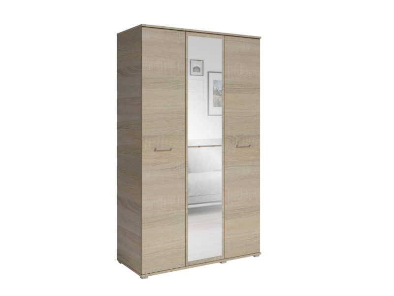 Szafa Otwierana Trzydrzwiowa LUSTRO 120cm x 200cm SONOMA | Półki + Wieszak 917578