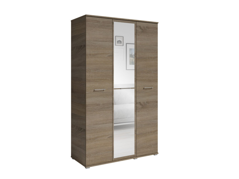 Szafa Otwierana Trzydrzwiowa LUSTRO 120cm x 200cm TRUFLA | Półki + Wieszak 917567