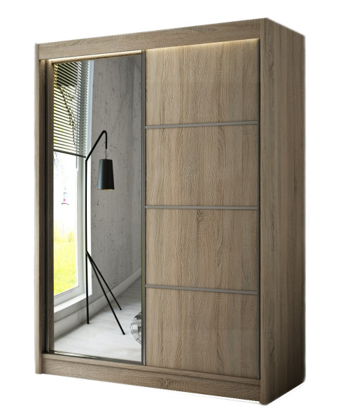 Szafa PAKO przesuwna z lustrem 120 cm - Dąb sonoma 233530