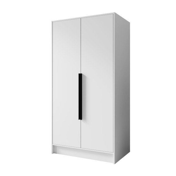 Szafa PAVIA 100 cm Biała/Czarne Uchwyty – 2 Drzwi 957916