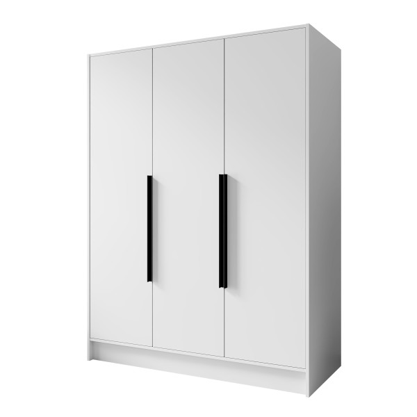 Szafa PAVIA 150 cm Biała/Czarne Uchwyty – 3 Drzwi 957910