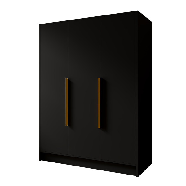 Szafa PAVIA 150 cm Czarna/Złote Uchwyty – 3 Drzwi 959779