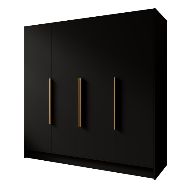 Szafa PAVIA 200 cm Czarna/Złote Uchwyty – 4 Drzwi 957918