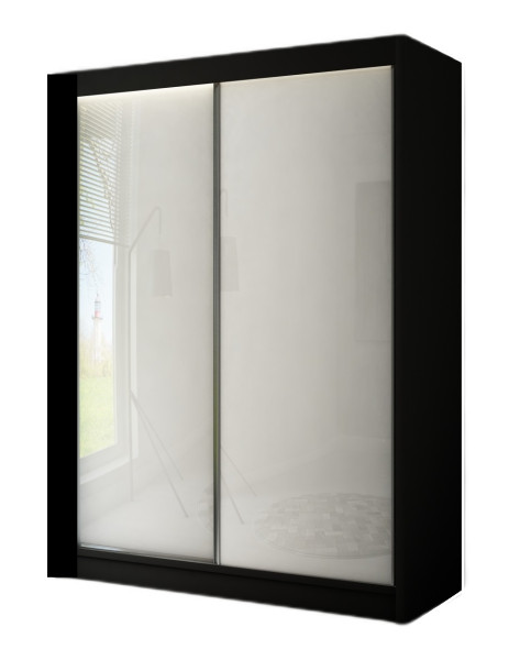 Szafa PEAK przesuwna 120 cm - Czarna mat + lacobel biały 234317