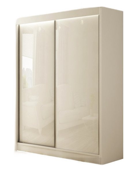 Szafa PEAK przesuwna 150 cm - Biała mat + lacobel biały 234295
