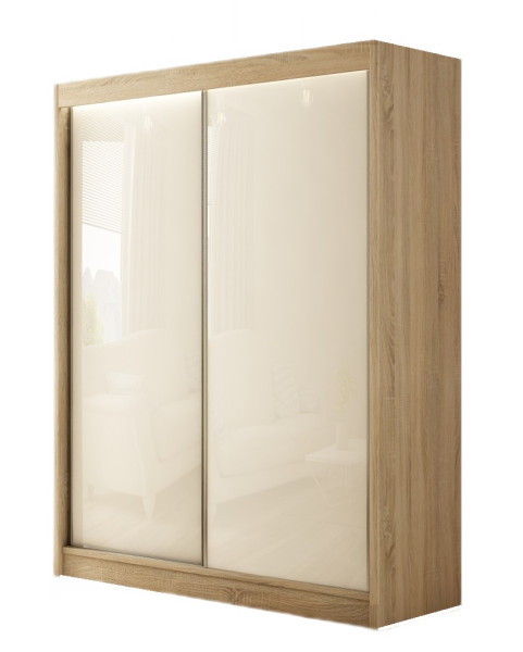 Szafa PEAK przesuwna 200 cm - Dąb sonoma + lacobel biały 234286