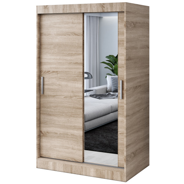 Szafa przesuwna 1 x lustro 120x200 Hugo , Dąb Sonoma 630013