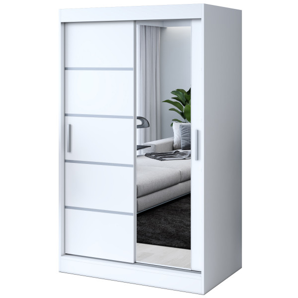 Szafa przesuwna 1 x lustro 120x200 Pepe , Biały mat 629854