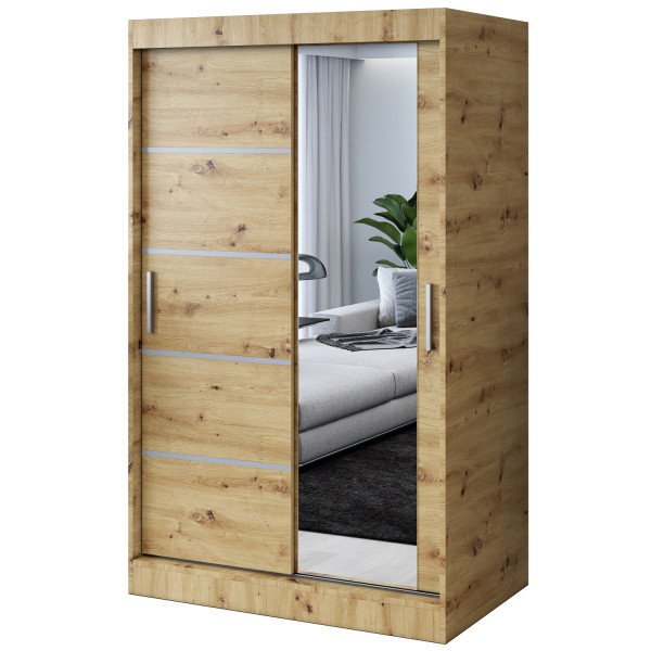 Szafa przesuwna 1 x lustro 120x200 Pepe , Dąb Artisan 630053