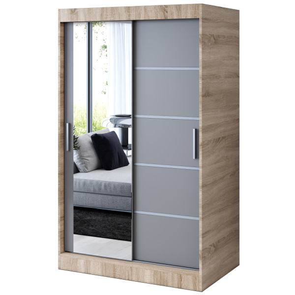 Szafa przesuwna 1 x lustro 120x200 Ralf , Dąb Sonoma / Antracyt mat 630098